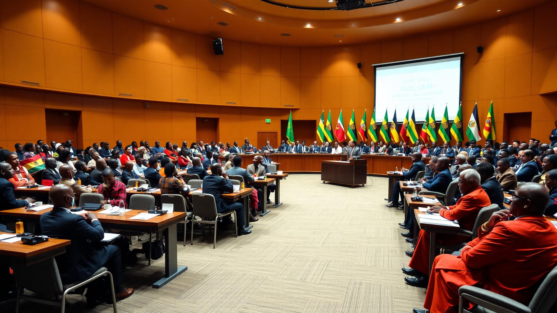 African Union summit hall with delegates from across the continent